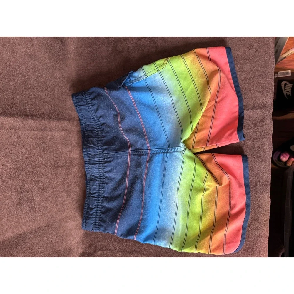Wonder‎ Nation Boys Rainbow Ombre Striped Swim Trunks Size XS 4-5 Multicolor